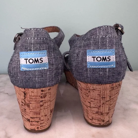 TOMs Cork & Jean Platforms - Picture 1 of 5
